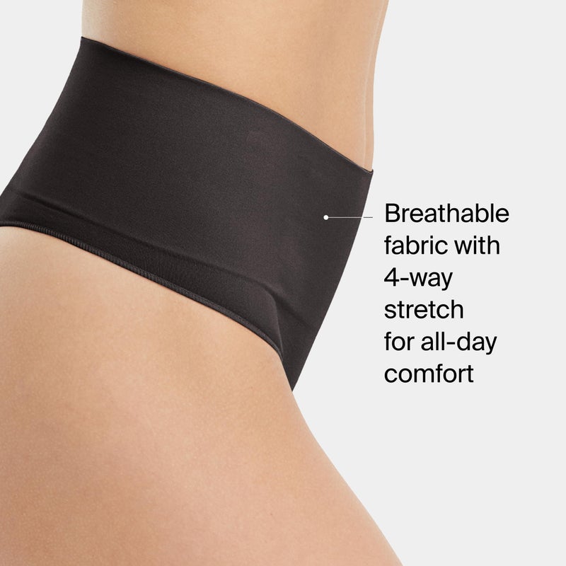 SPANXshape Everyday Shaping Thong - Core Control Shapewear Underwear - Invisible Under Clothes - Seamless Design - Black - Small - Image 3